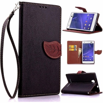 Gambar Leaf Magnetic Closure Style PU Leather Wallet Stand Feature FlipProtective Case with Lanyard Strap for Sony Xperia C3   intl