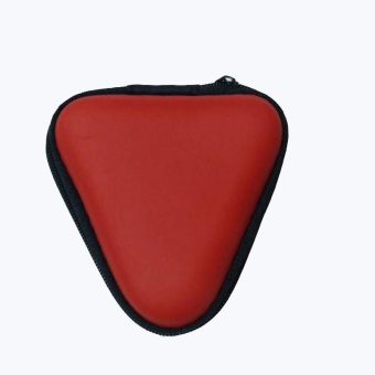Gambar Leather Flip Type Triangle Box Earphone EVA Storage Box Red   intl