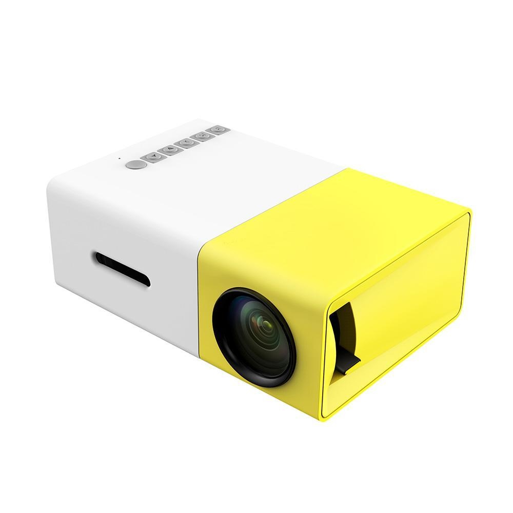Leegoal (INGGRIS) Multimedia Portable LED Proyektor dengan PC Laptop USB/SD/AV/HDMI Input Pocket Projector untuk Video Movie Game Home Entertainment Projetor dengan Remote Control, Idea For Kids/Anak-anak Hadiah (Kualitas Dijamin) (Kuning Putih)-Intl
