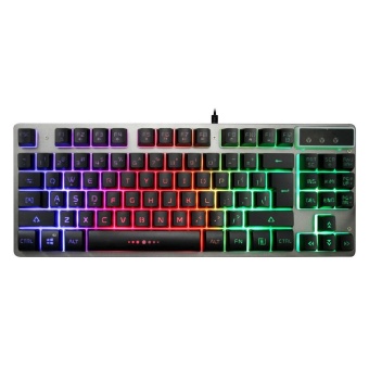 Gambar leegoal K611 Keyboared RGB Rainbow Backlit Gaming Keyboard ,87 Keys Wired Game Keyboard, Black   intl