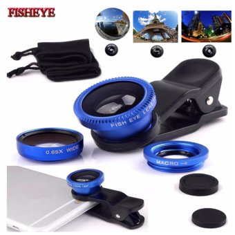 Gambar Lensa Fisheye 3in1 For Universal Smartphone Fisheye,Wide,Macro Biru