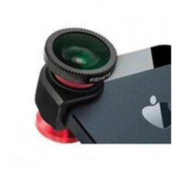 Gambar Lesung Fisheye 3 in 1 Photo Lens Quick Change Camera for iPhone5 5s SE   LX I005   Red