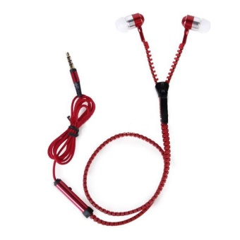Gambar Lgpenny 3.5mm In Ear Zip Zipper Style Tangle Free Hands Free Headphones Red   intl