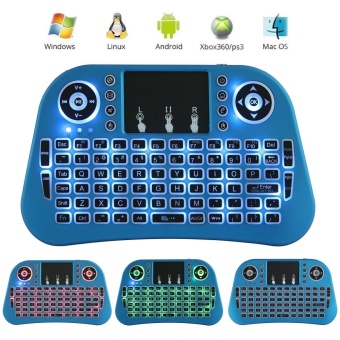 Gambar linxing Portable Mini Wireless 2.4G Colorful Backlit Touchpad Keyboard With Mouse For PC   Mac  Android TV BOX  TV Box (Blue)   intl