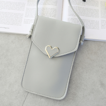 Gambar Mencium wanita transparan berbentuk hati logam dekoratif handphone tas