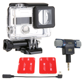 Gambar Mic External Microphone with a 3.5 mm to Mini Micro USB AdapterCable for GoPro Hero 4  4+  5 AEE Sports Camera