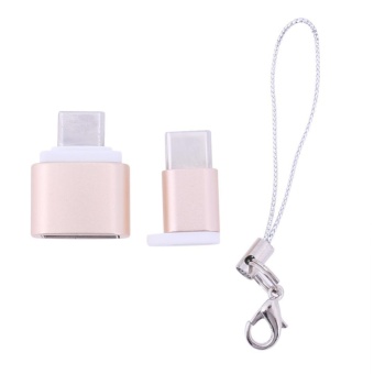 Gambar Micro USB Female USB Female to Type C Male Adapter Connector withKey Ring(Gold)   intl