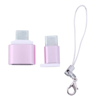 Gambar Micro USB Female USB Female to Type C Male Adapter Connector withKey Ring(Pink)   intl