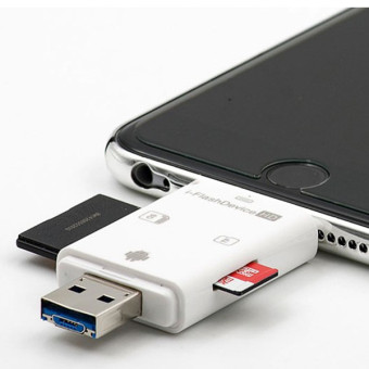 Gambar Micro USB OTG disebut TF SD memori card reader saya flash driveuntuk iPhone 5S Samsung (putih)