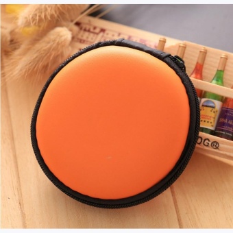 Gambar Mini Colorful change package Round EVA Storage Box for In earHeadphones Headset Red PU material Orange   intl