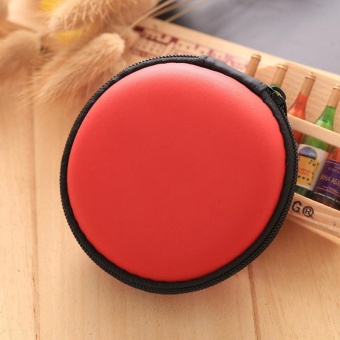 Gambar Mini Colorful change package Round EVA Storage Box for In earHeadphones Headset Red PU material Red   intl