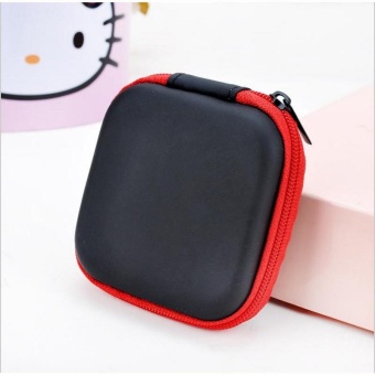 Gambar Mini Colorful change package Square EVA Storage Box for In earHeadphones Headset Red PU material (RED)     intl
