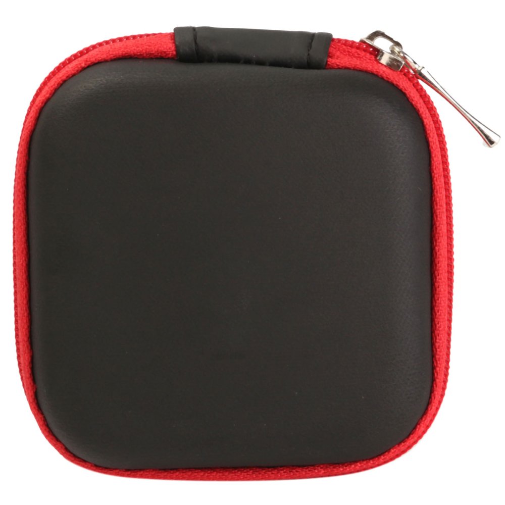 Mini Colorful Square Case Bag Holder Storage Box for In-ear Headphones Headset Red PU material - intl
