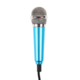 Gambar Mini Condenser Microphone with 3.5mm Plug Mobile Phone and Mic Stand(Blue)   intl