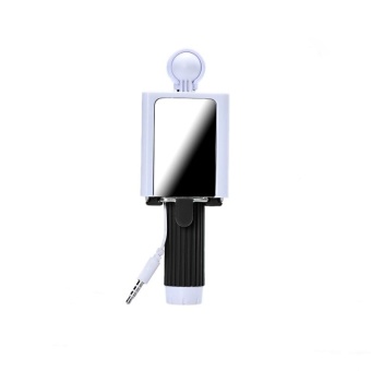 Gambar Mini Handheld Extendable Fold Mirror Self portrait Stick Holder BK  intl