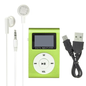 Gambar Mini Mental USB Music Clip MP3 Player LCD Screen Support 32GB Micro SD TF Card Green   intl