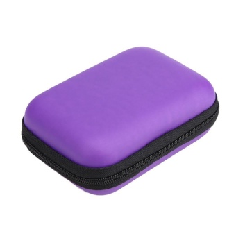 Gambar Mini PU Square EVA Case Headset Cable Storage Box Purple   intl