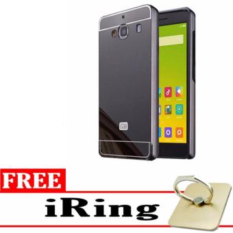 Gambar Mirror Case Chrome Bumper sleding Xiaomi Redmi 2   2 Prime   2 Pro redmi 2S black + iring stand