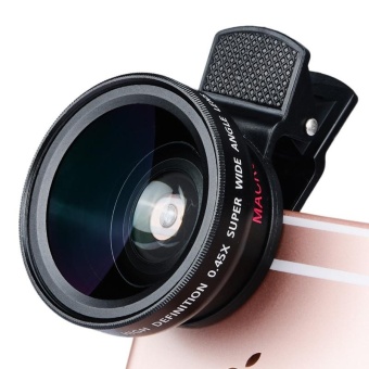 Gambar Mobile Phone Lenses professional Professional 0.45X ultra wide angle macro two in one effects lens 0.45X wide angle lens   intl