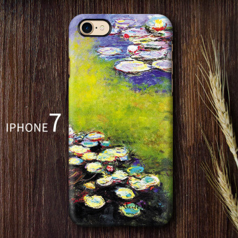 Gambar MONET iphone7 7Plus matte seni lily air set ponsel shell