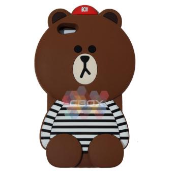 Gambar MR Soft Case 3D Animasi For Oppo R9S Plus Silicone 3D Boy Bear WithClothes Horizontal Line Black   Case HP   Casing oppo   CasingBoneka Lucu   Beruang Cokelat