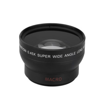 Gambar niceEshop 37 mm 0,45 x mata ikan sudut lebar lensa makro untukCanon Nikon Sony Pentax (hitam)