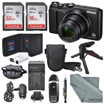 Nikon Coolpix A900 Digital Camera (Black) + Total of 48 GB SDHC + Table Tripod + AC/DC Charger + Spare + Case + Wrist Strap along with Deluxe Accessory Bundle - intl  