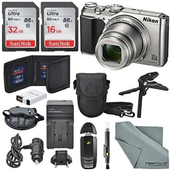 Nikon Coolpix A900 Digital Camera (Silver)+ Total of 48 GB SDHC + Table Tripod + AC/DC Charger + Spare + Case + Wrist Strap along with Deluxe Accessory Bundle - intl  