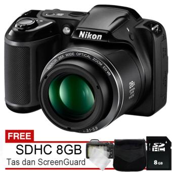 Nikon Coolpix L340 - 20.2 MP + Gratis SDHC 8GB + Tas + AntiGores LCD  