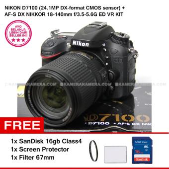 NIKON D7100 (24.1MP DX-format CMOS sensor) + AF-S DX NIKKOR 18-140mm f/3.5-5.6G ED VR KIT + SanDisk 16Gb + Screen Protector + Filter 67mm  