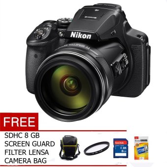 Nikon P900 - 16MP Black Free Memory, Screen Guard, Tas Camera dan Filter  