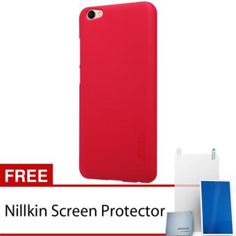 Gambar Nillkin For VIVO V5   Y67 Super Frosted Shield Hard Case Original   Merah + Gratis Anti Gores Clear