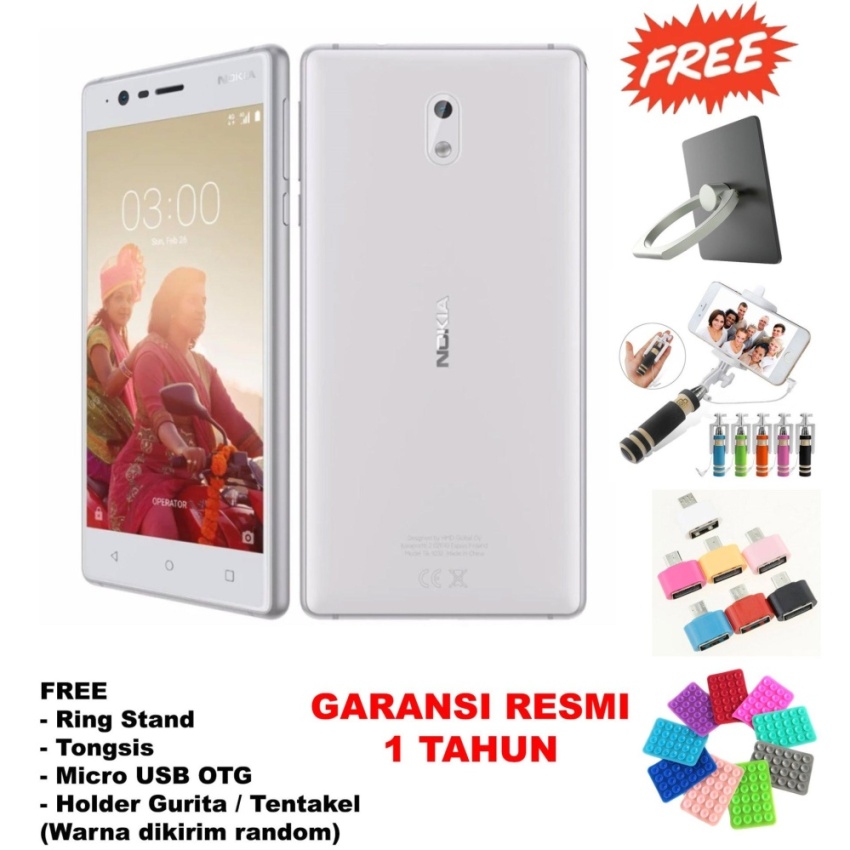 image:                  Nokia 3 Android - 2/16 GB - Dual SIM - 4G LTE - Garansi Resmi -  (Free 4 Item Accessories)                              