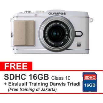 Olympus Kamera Mirrorless E-P3 Kit Zuiko 14-42mm f3.5-5.6 - 12 MP - White + Gratis SDHC 16GB Class 10 + Training Darwis Triadi  