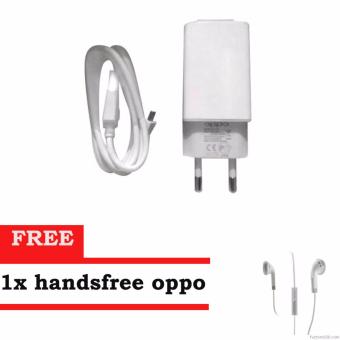 Oppo Travel Charger 10.5W + OPPO Handsfree Stereo In Ear Original - Putih  