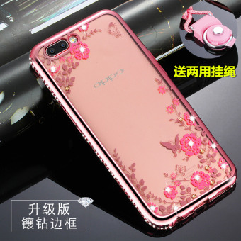 Gambar Oppor11 r11plus r11 berlian imitasi silikon lembut semua termasuk lanyard ponsel shell pelindung lengan
