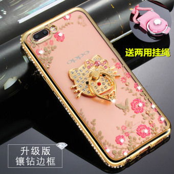 Gambar Oppor11 r11plus r11 berlian imitasi silikon lembut semua termasuk lanyard ponsel shell pelindung lengan