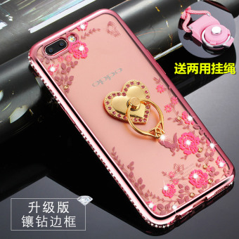 Gambar Oppor11 r11plus r11 berlian imitasi silikon lembut semua termasuk lanyard ponsel shell pelindung lengan