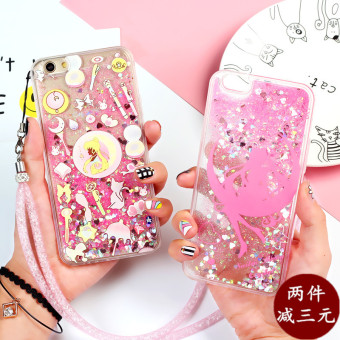 Gambar Oppor9 r9splus kartun gadis cair lanyard lengan pelindung shell telepon