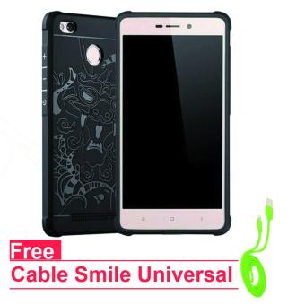 Gambar Original Dragon Shockproof hybrid Back Case for xiaomi redmi 3 Pro  3 s + Gratis Cable Data Universal   Black