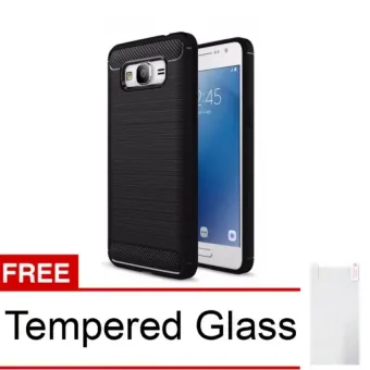 Gambar original ipaky shockproof hHybrid Back Case for Samsung Galaxy J3  black   Free Tempered Glass KACA