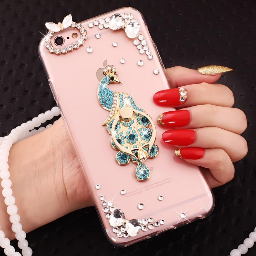 PC + TPU Anti-drop Diamond Soft Shell + Lanyard Case Cover untuk OPPO A59/F1s (Danau Blue Peacock + Anda Bisa Menemukan Harga Penutupan, Pembukaan, Tertinggi + Lanyard) -Intl