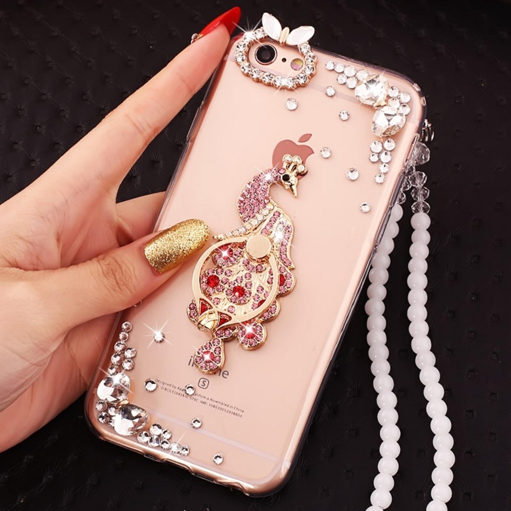 PC + TPU Anti-drop Diamond Soft Shell + Lanyard Case Cover untuk Oppo Find 9 Plus (Merah Peacock + Anda Bisa Menemukan Harga Penutupan, Pembukaan, Tertinggi + Lanyard) -Intl