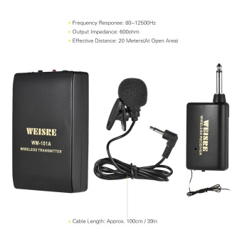 Gambar Portable Lavalier Lapel Collar Clip on FM Wireless Microphone System Voice Amplifier 1 4in Output Plug with Bodypack Transmitter Mini Mic Receiver for Teacher Lecturer Conference Speech Promotion   intl