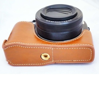 Gambar PU Leather Camera Bottom Case Half Body Set Cover ForCanonPowershotG1X Mark II G1X M2 G1X2 G1X II(Brown)   intl