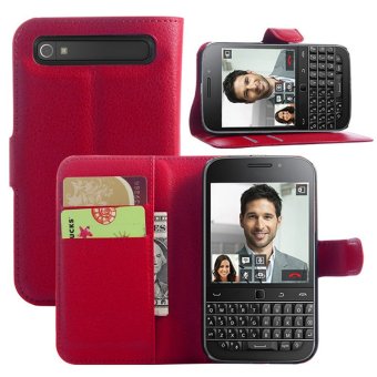 Gambar PU Leather Flip Case Cover with Stand Function and Card Slots forBlackBerry Classic Q20 3.5 Inch (Red)   intl