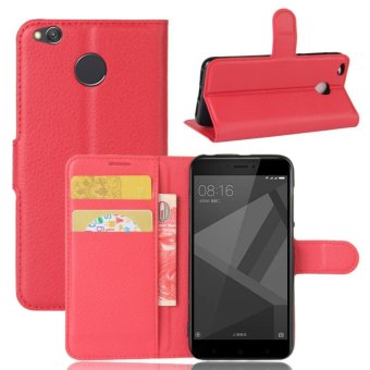 Gambar PU Leather Flip Cover Case For Xiaomi Redmi 4X (Red)   intl