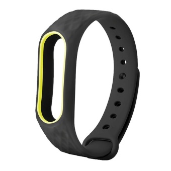 Gambar Replacement Double Colour Diamond Pattern Wrist Watch Band for XIAOMI Miband2 Black+Yellow   intl