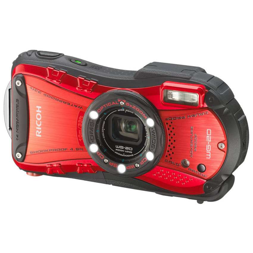 Ricoh WG-20 Digital Camera - 14MP - 5x Optical Zoom - Merah  