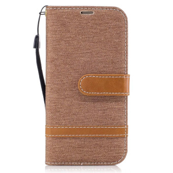 Gambar Samsung a3 2017 a3100 a310f denim kain clamshell dompet kulit